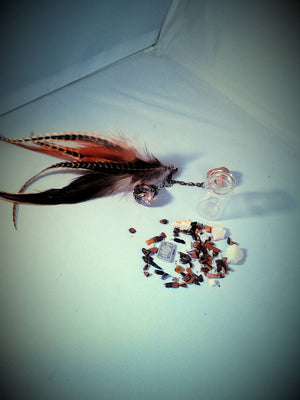 Tiger eye,  feathers charm