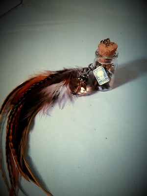 Tiger eye,  feathers charm