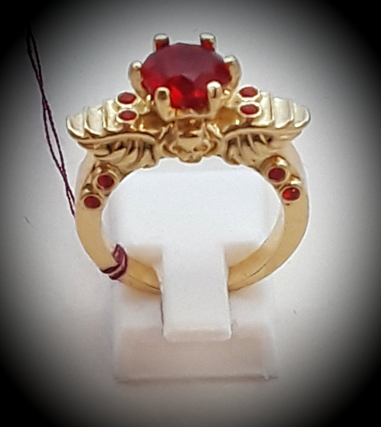 Angel wings and skull ring red size 8