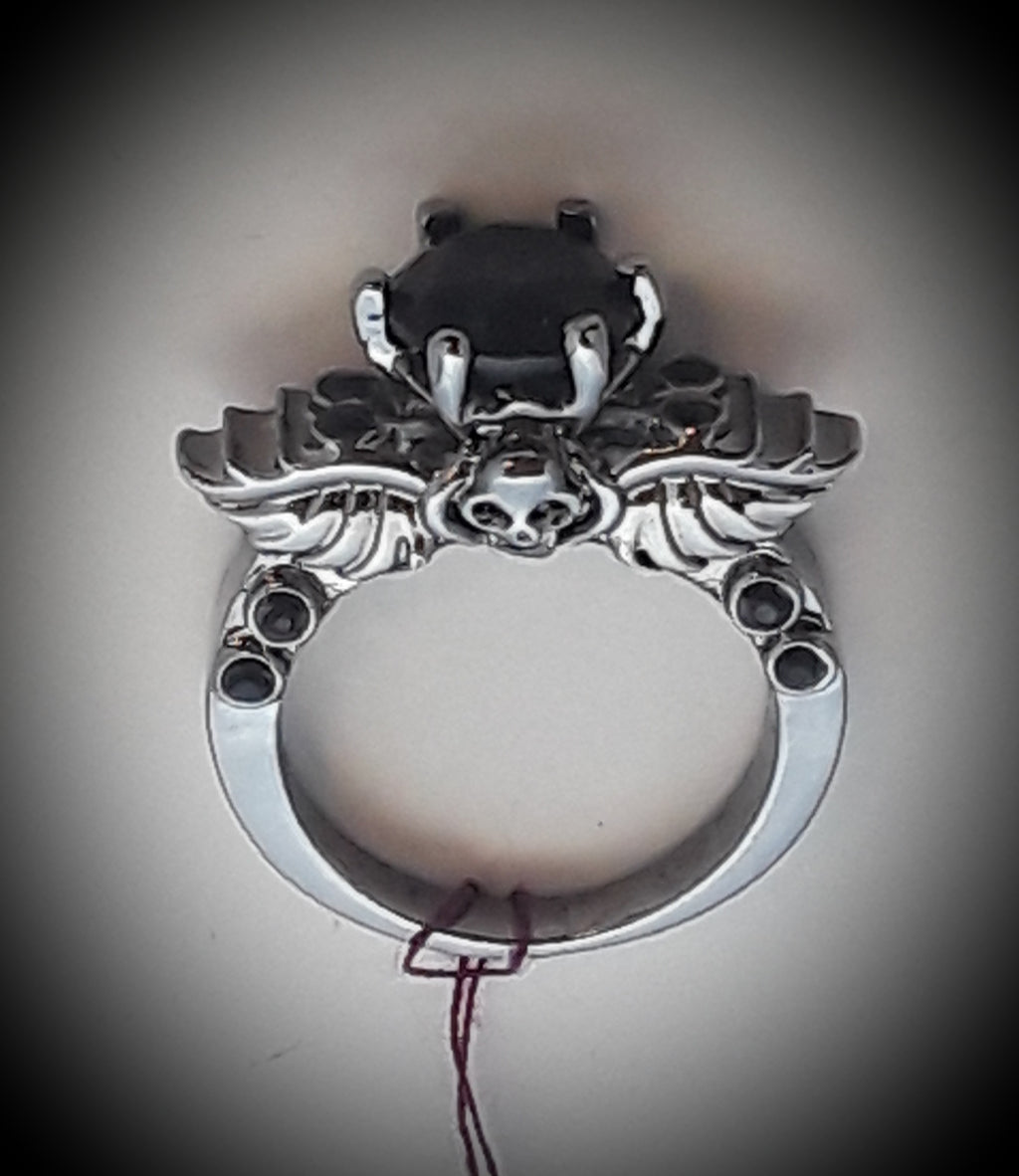 Angel wings and skull ring black