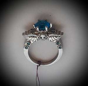 Angel wings and skull ring gold or silver tone