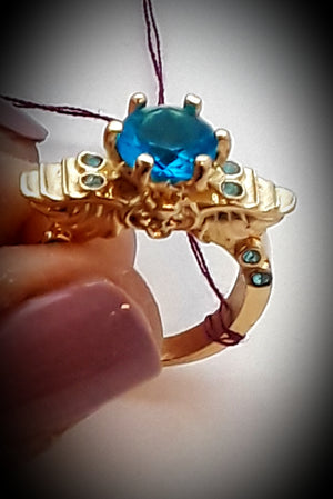 Angel wings and skull ring gold or silver tone