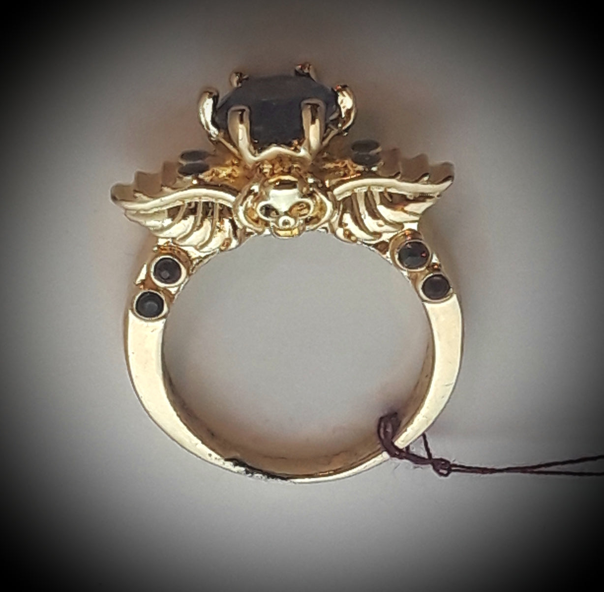 Angel wings and skull ring silver tone and gold tone size 8