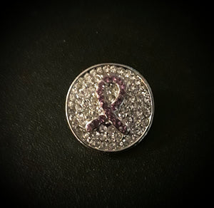 18mm noosa snap pink rhinestone awareness ribbon