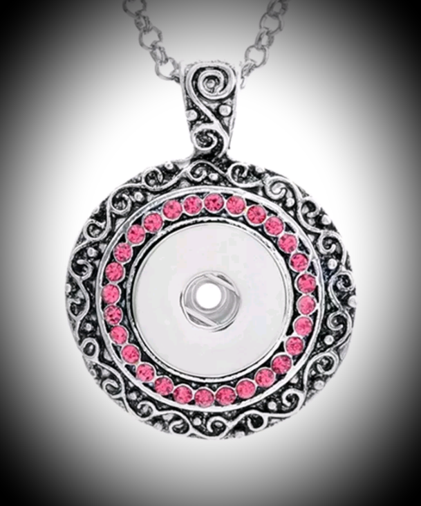 18mm noosa snap pendant with pink rhinestones
