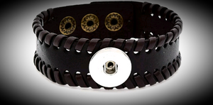 Dark brown bracelet with 18mm snap base