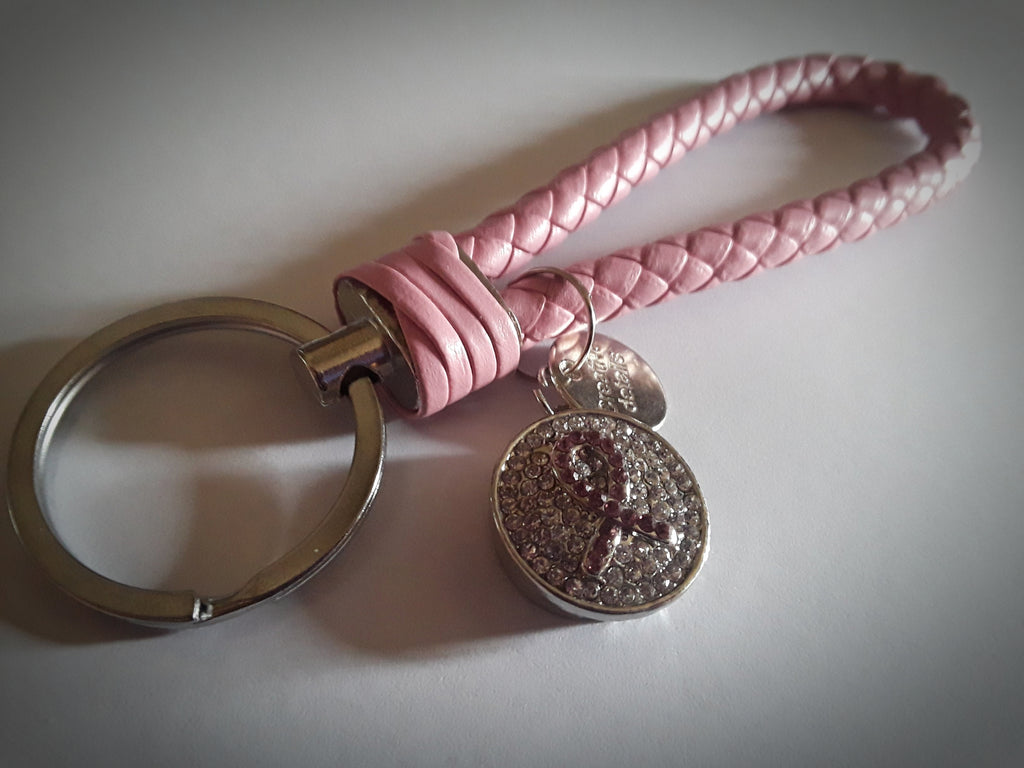 Pink key chain with 18mm noosa snap base