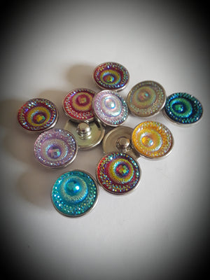 18mm Noosa Snaps multiple colors Peacock eyes