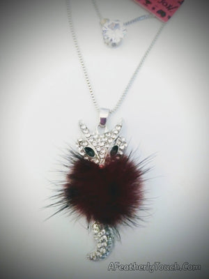 Beautiful Betsey Johnson Fluffy Fox double necklace