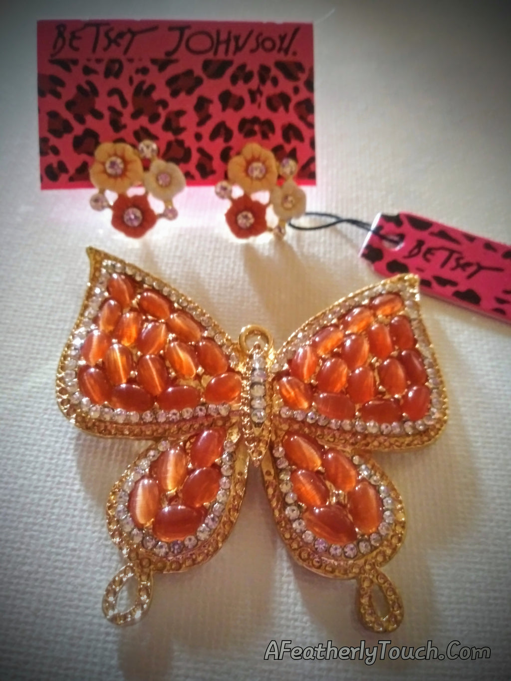 Betsey Johnson crystal rhinestone butterflies