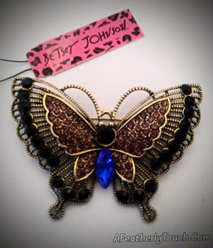 Betsey Johnson crystal rhinestone purple butterfly broach