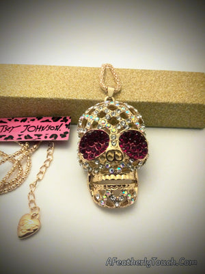 Betsey Johnson crystal rhinestone skull