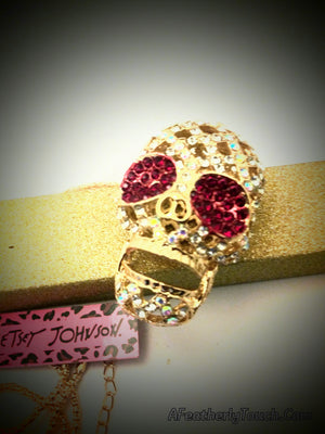 Betsey Johnson crystal rhinestone skull