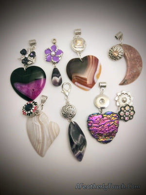 A variety of beautiful natural agate quartz crystal snap pendants 18mm noosa snaps