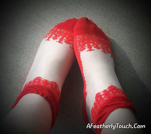 Lace and sheer fashion socks red, black, and more
