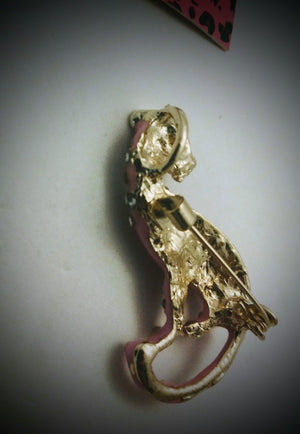 BETSEY
JOHNSON BEAUTIFUL PINK AND CRYSTAL RHINESTONES PANTHER CAT PENDANT/BROACH
