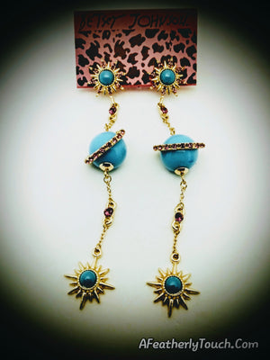 Beautiful Betsey Johnson Unique Planet and Star Earrings
