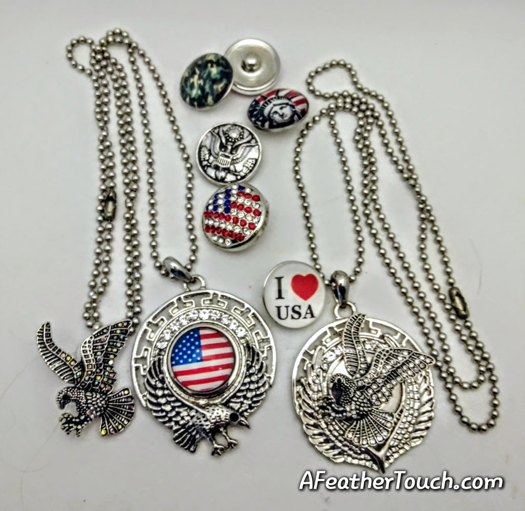 Patriotic USA snaps and pendants 18mm