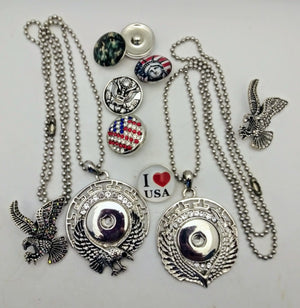 Patriotic USA snaps and pendants 18mm