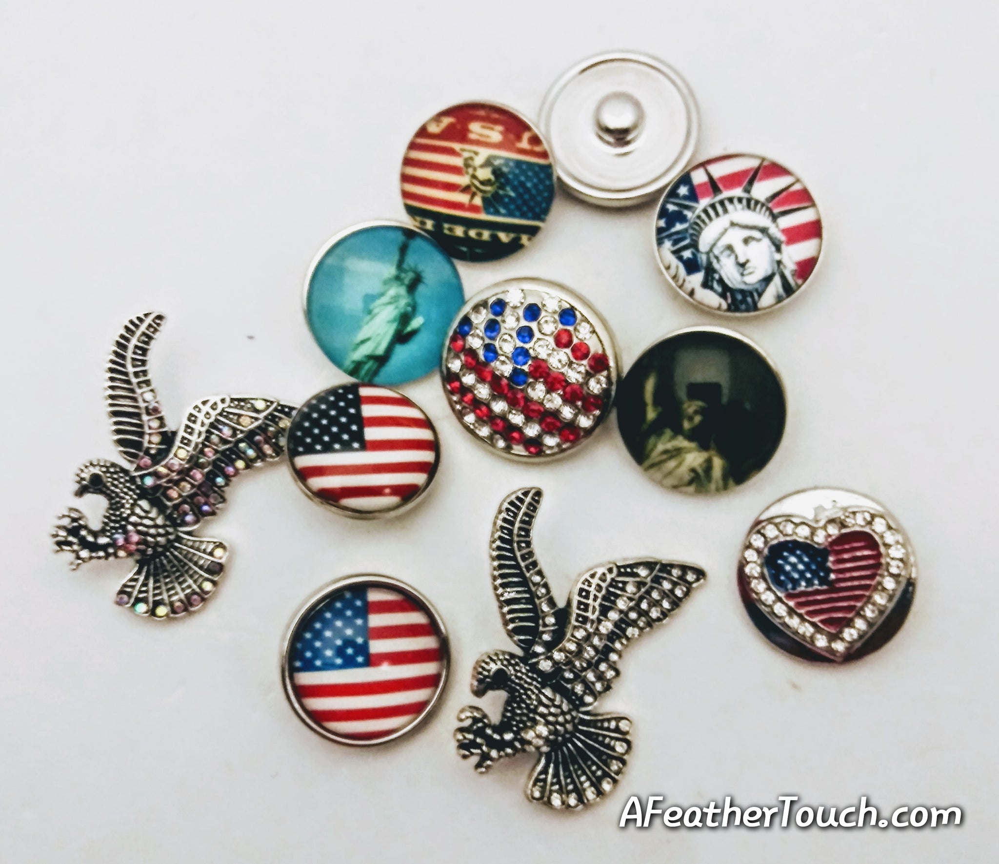 Patriotic USA snaps and pendants 18mm