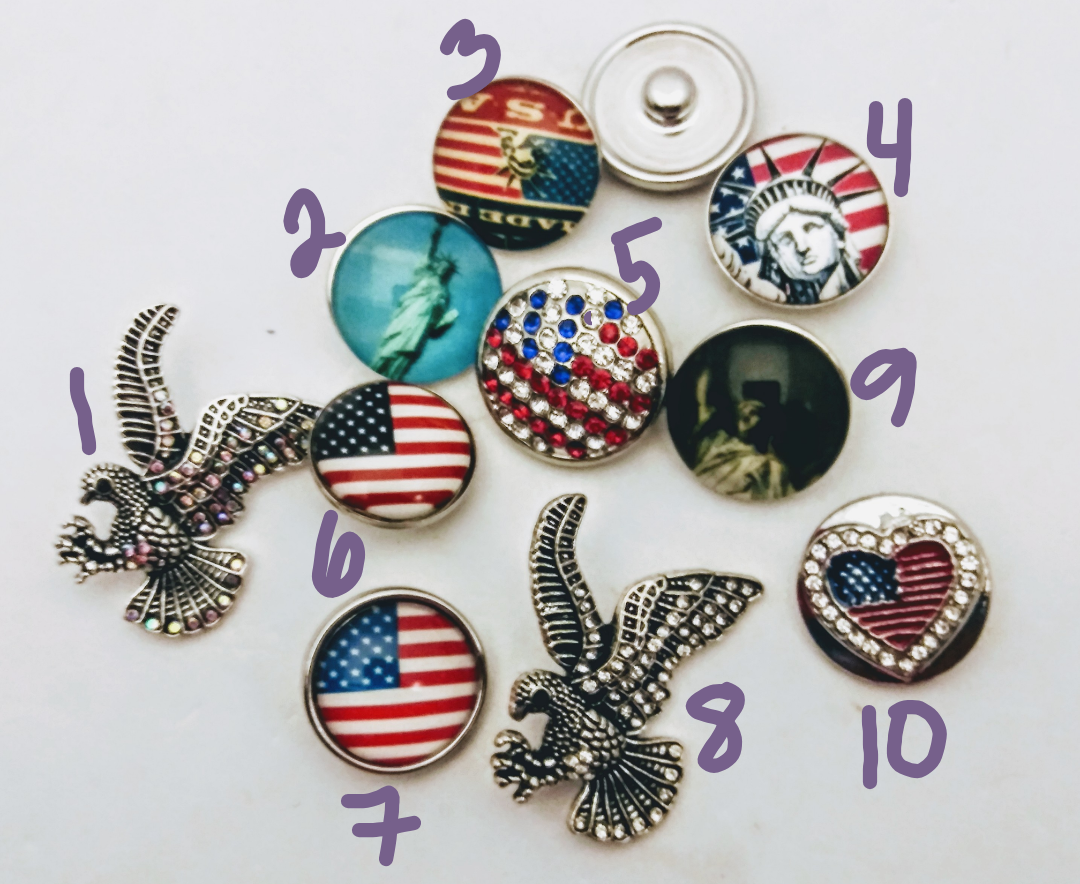 USA pendants and snaps