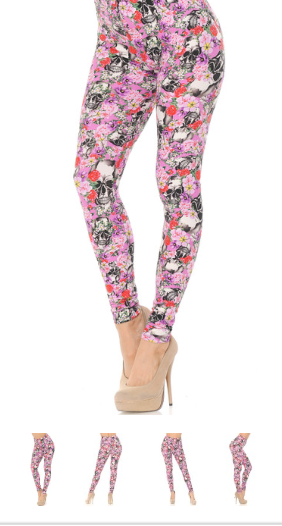 Buttercream soft leggings spring roses and skulls