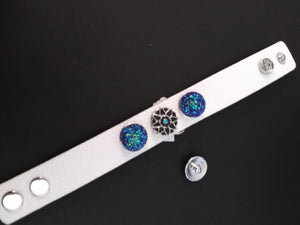 Hot fashion Leather bracelet with 3 18mm removable snaps