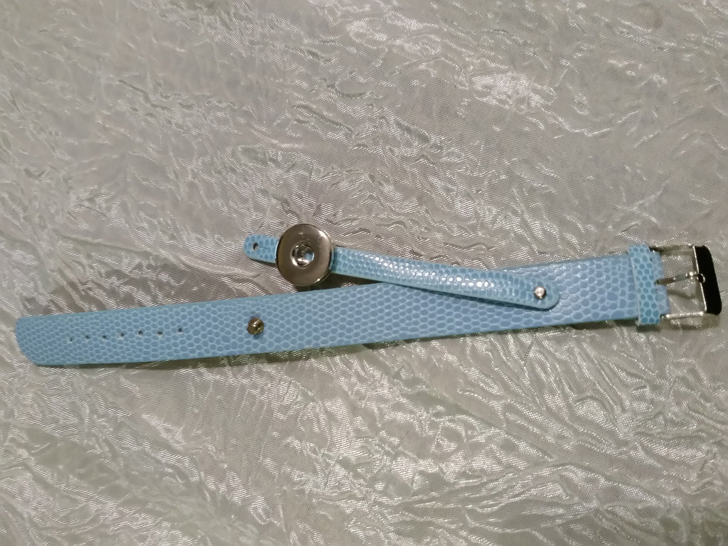 Hot 🔥 new snap jewelry Leather Light blue bracelet 18mm snap