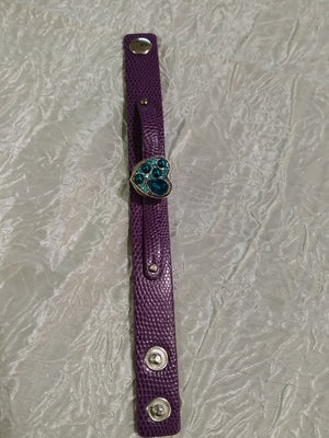 Hot 🔥 new snap jewelry Leather Purple  bracelet 18mm snaps