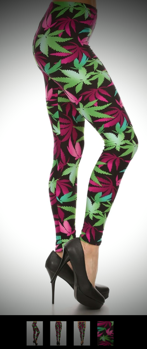 Buttercream soft leggings leaf designs