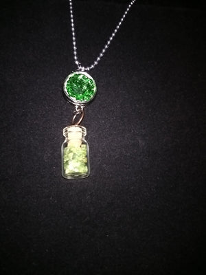 Crystals in a bottle gem necklace with removable snap