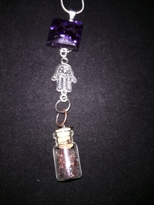 Crystals in a Garnet necklace with removable snap